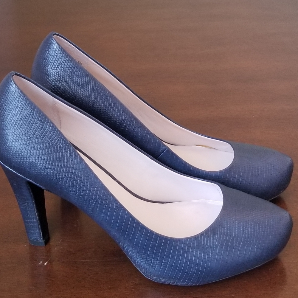 Dark Blue Snakeskin Heels